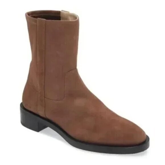 Stuart Weitzman Sadie Brown Suede Slip On Ankle Boot 7 - Picture 1 of 10